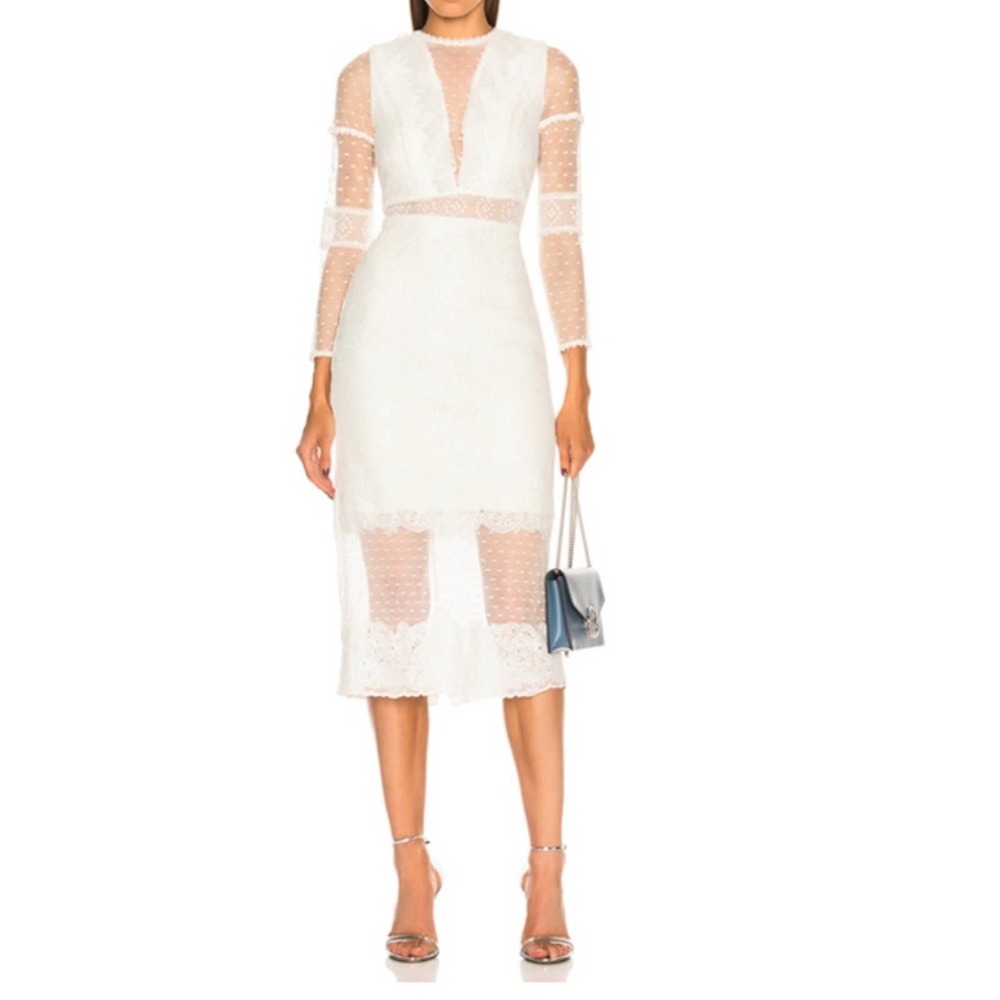 Alexis Elize Dress Dotted White Lace